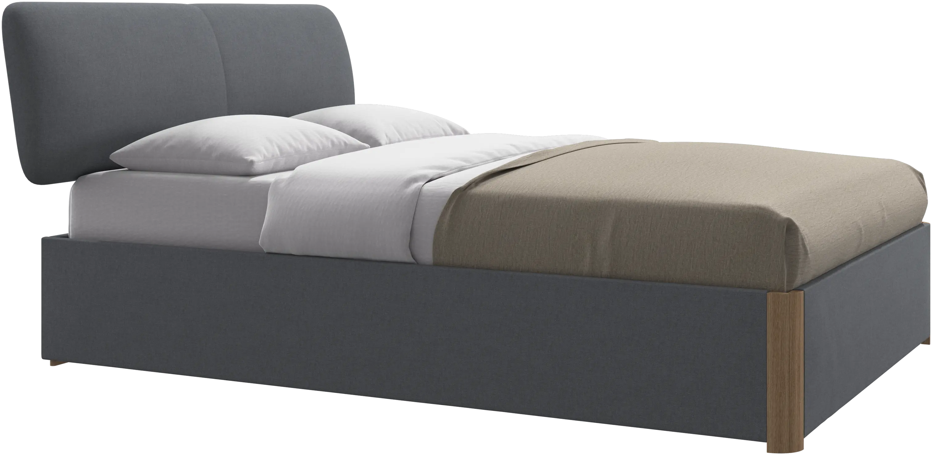 Element bed, bed-mounted headboard, with slats and storage solution, excl. mattress