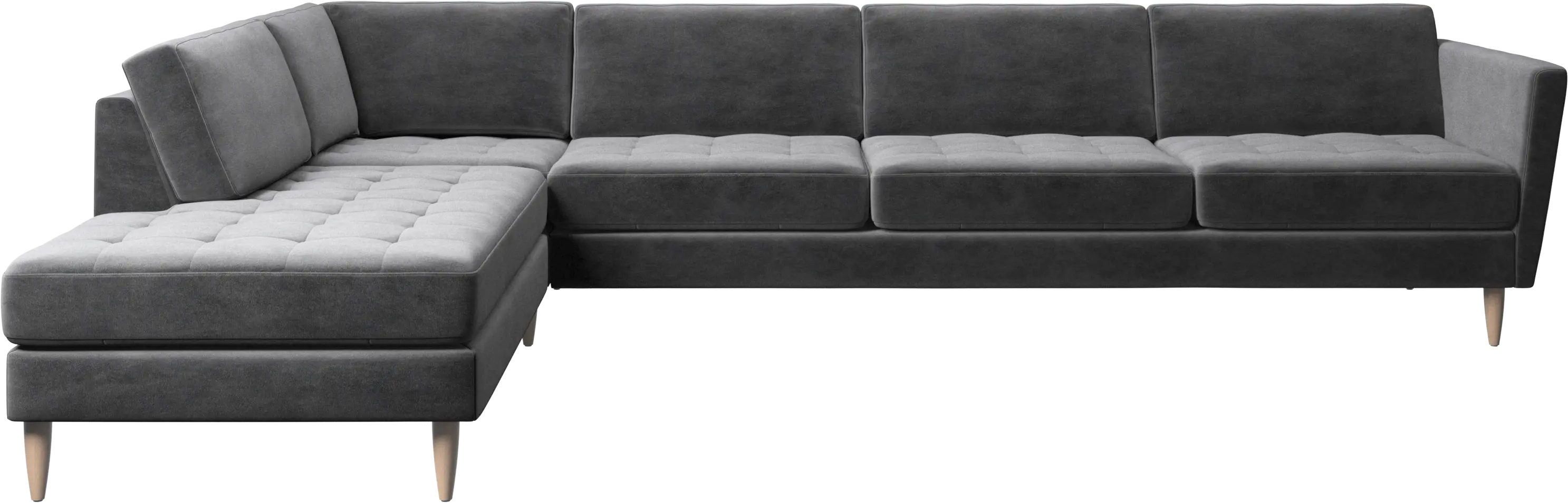 Osaka corner sofa with lounging unit, tufted seat