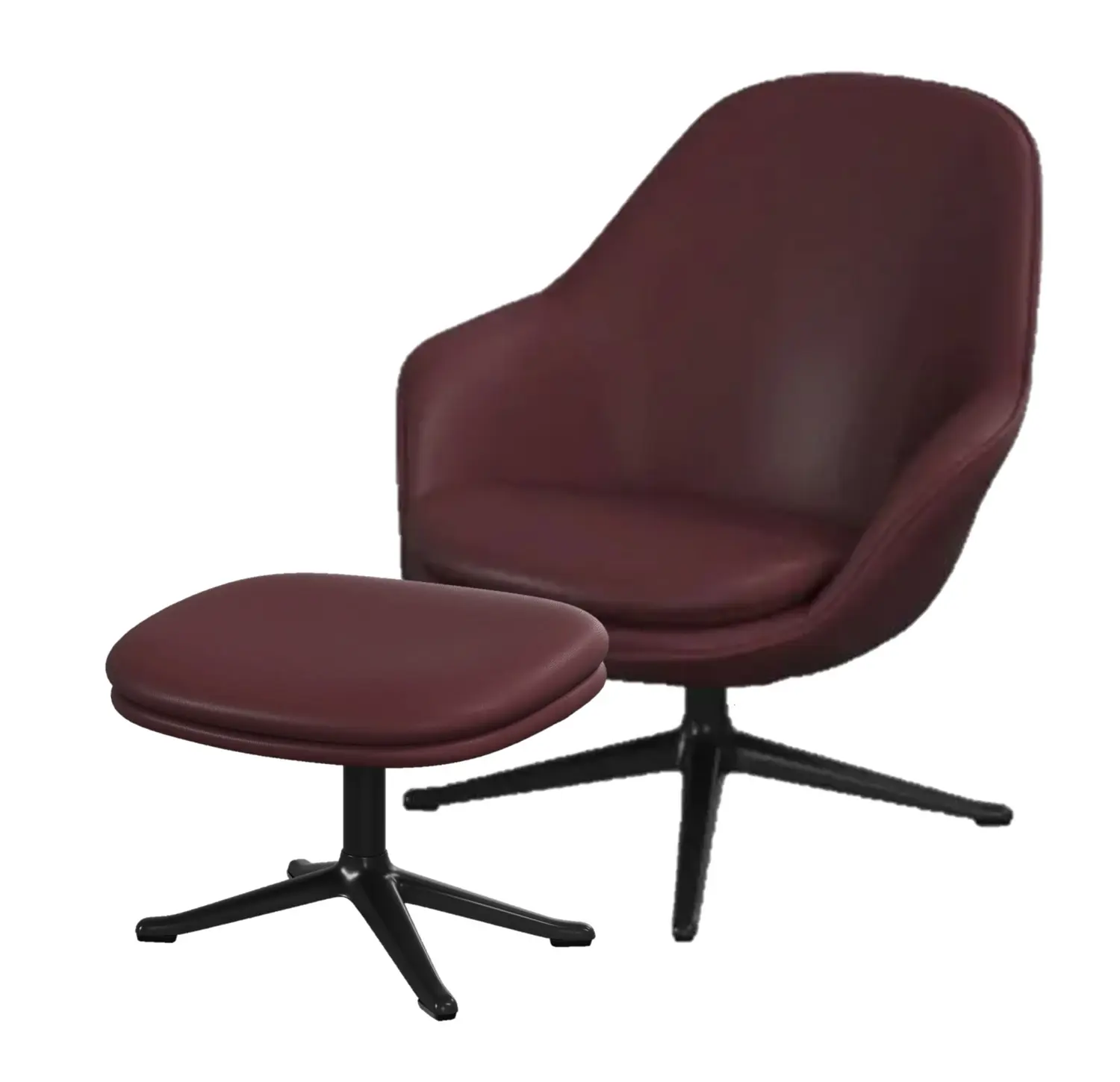 Armchairs Adelaide Sessel mit Hocker, Anillin Leder, Set Preis ( 1.549€ Ersparnis)