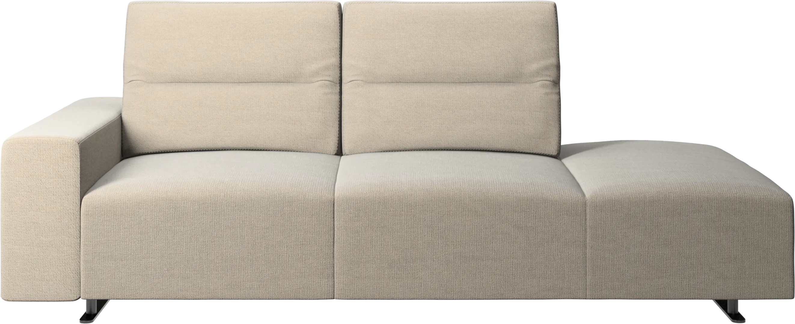 Hampton sofa with adjustable back and lounging unit right side, armrest left