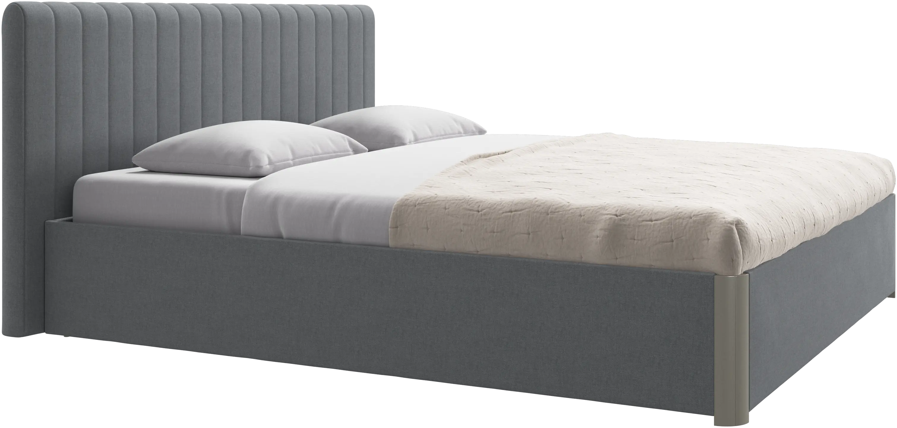 Element cama, cabecero montado en la cama, con láminas y solución de almacenamiento, excl. colchón