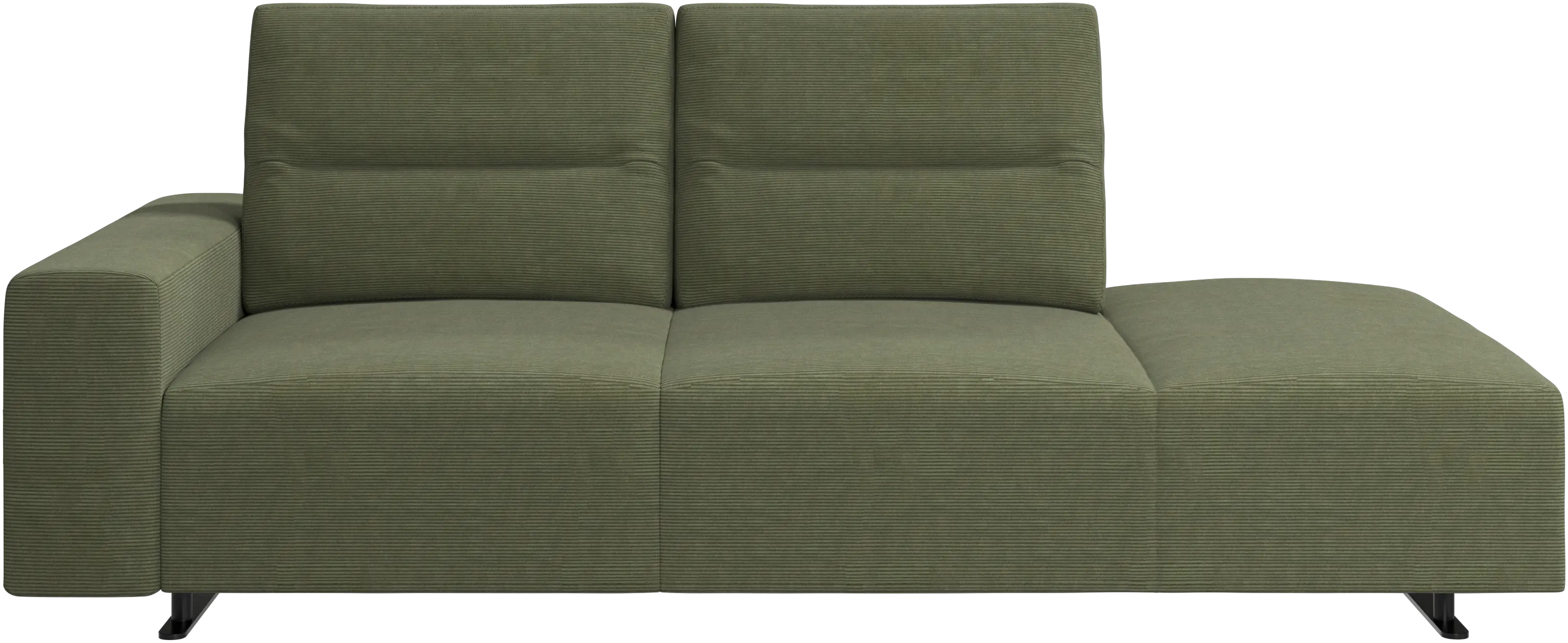 Hampton sofa with adjustable back and lounging unit right side, armrest left