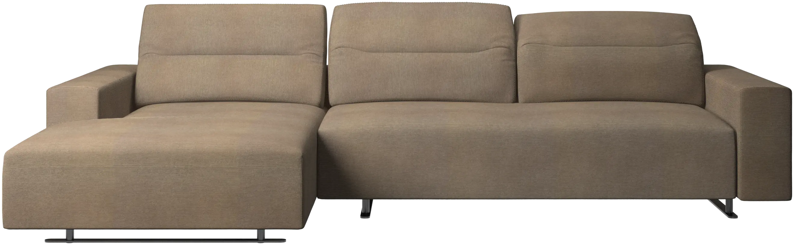 Hampton sofa with adjustable back, resting unit and storage both sides